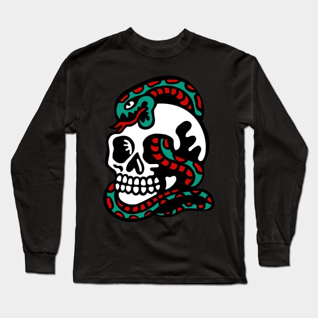 Skull and snake Long Sleeve T-Shirt by lounesartdessin